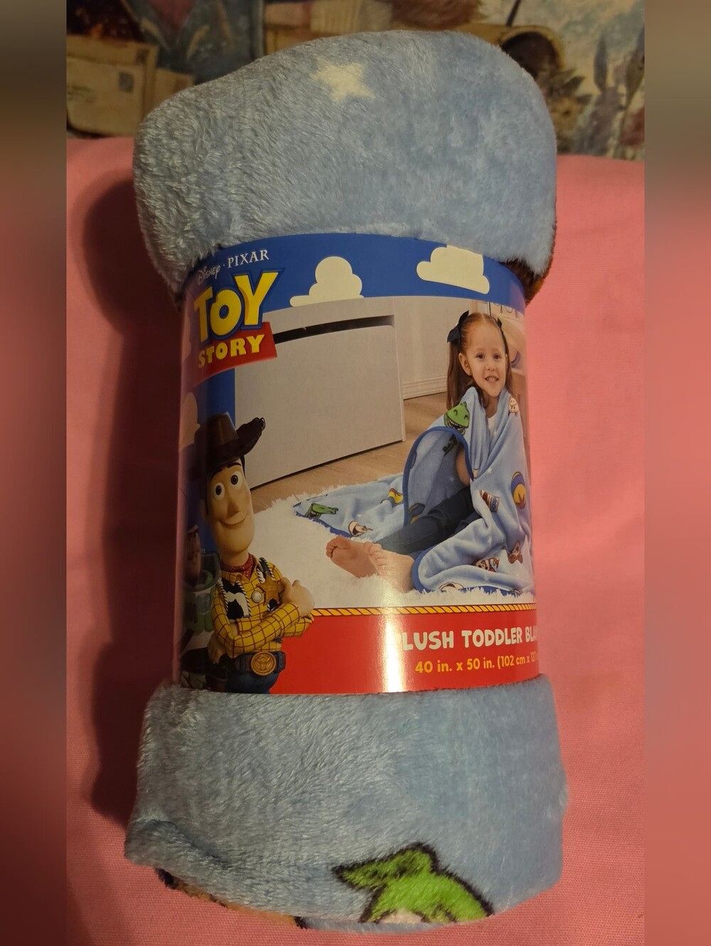 NEW Toy Story Blue Plush Toddler Blanket, 40 In X 50 In.